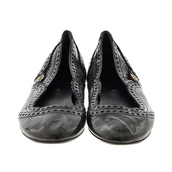 Authentic Gucci Black/Grey Brogue Leather Ballet Flats Size 40 - Picture 1 of 14
